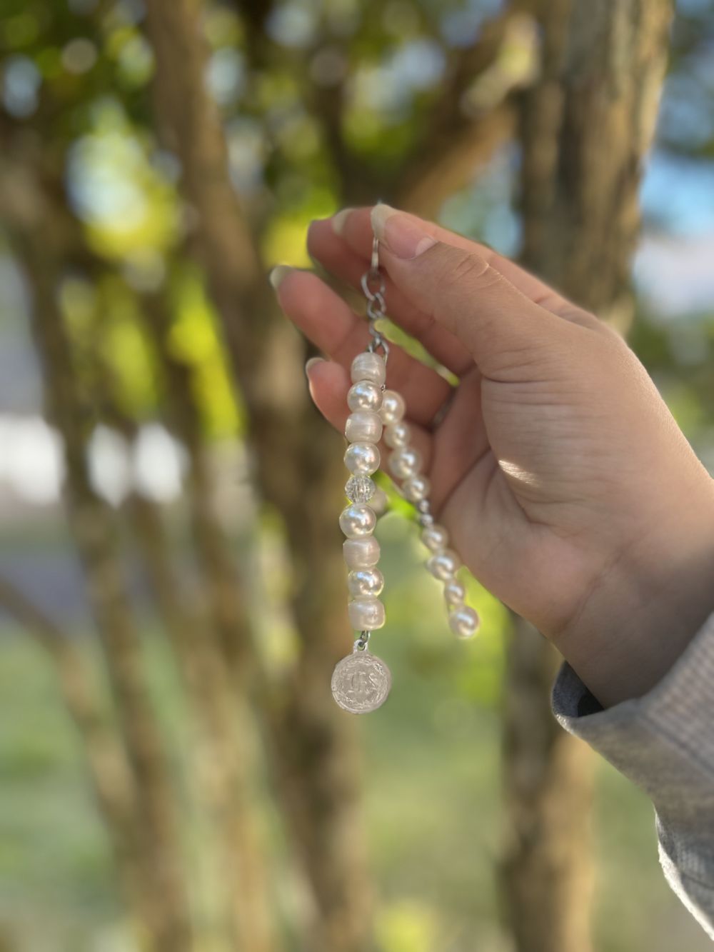Phone strap de pérolas feito à mão